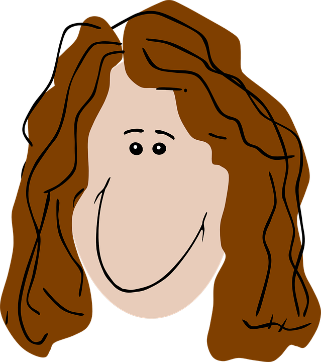 Brown Hair Clipart Woman Head - Cartoon With Brown Hair (639x720)