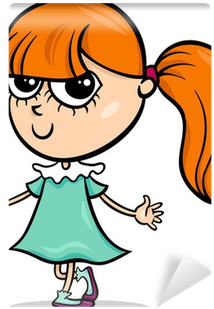 Cute Little Girl Cartoon Illustration Wall Mural • - Cartoon Little Girl (400x400)