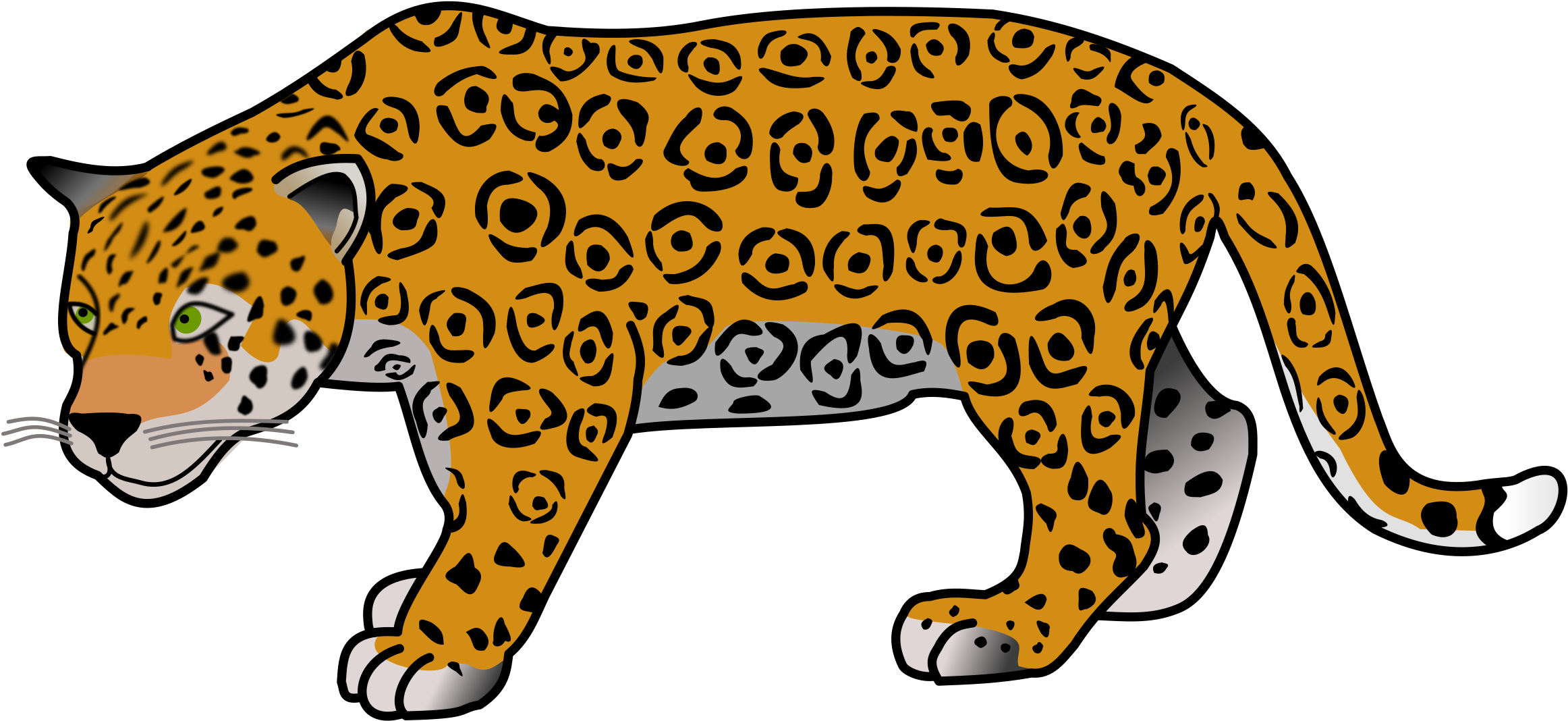 Jaguar Clipart Jungle Animal - Jaguar Cartoon (2400x1248)