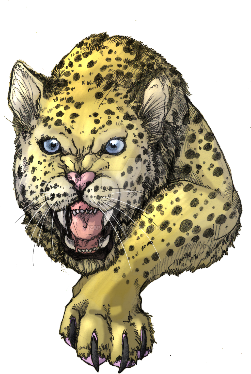 Drawn Leopard Angry - Angry Leopard Png (1024x1545)