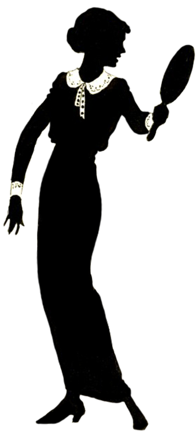 Female Silhouette - Silhouette Woman With Mirror (452x886)