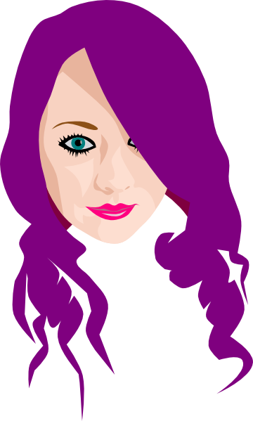 My Hair Clip Art - Clipart Girl With Purple Hair (360x599)