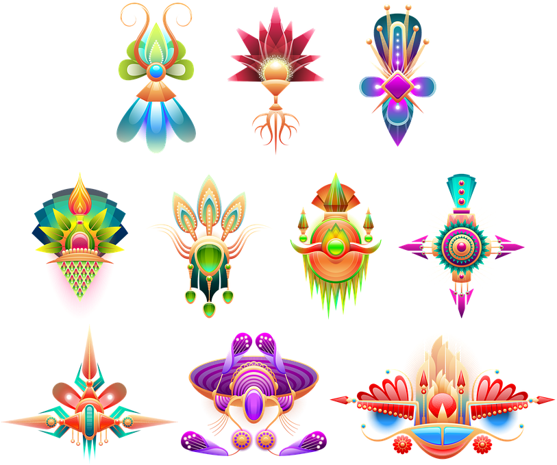 Colorful Snowflake Cliparts 12, - Abstract Art (880x720)