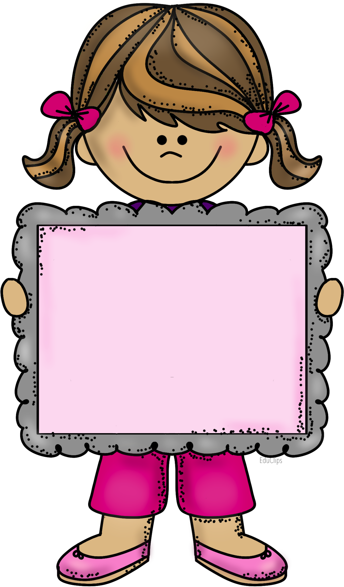 Clipart - Girl Holding Card Clipart (1436x2400)