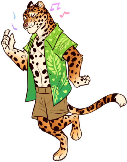 Jaguar Oc - Dancing Cartoon Jaguar (500x609)