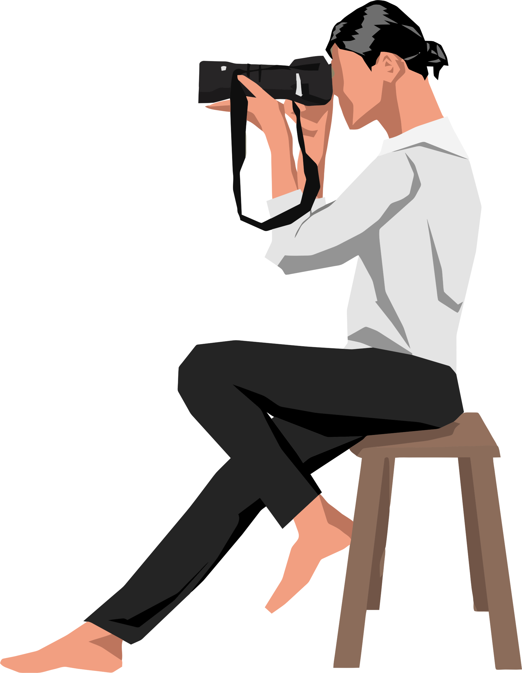 Woman Photographer On Stool - Photographer Female Clipart (1786x2304)