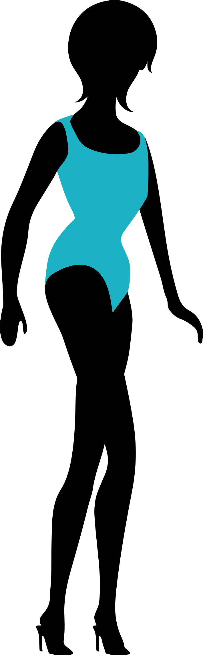 Clipart Woman In Bikini Silhouette - Bikini Woman Silhoutte Png (710x2282)