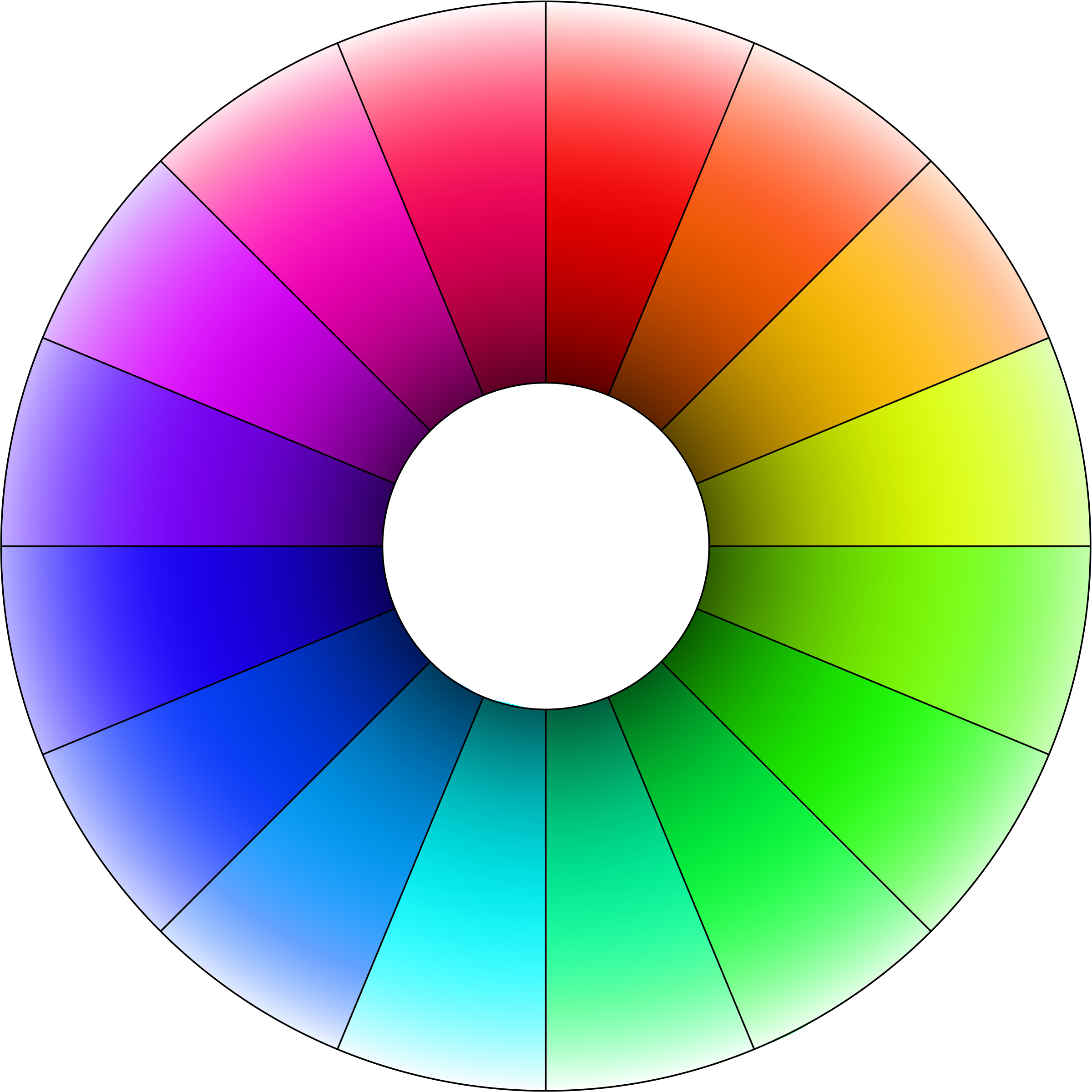 Clipart - Color Wheel 16 Colors (2400x2400)