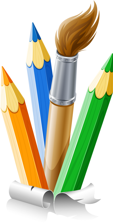 Color Clipart Paintbrush - Pencils And Paint Brushes (393x800)