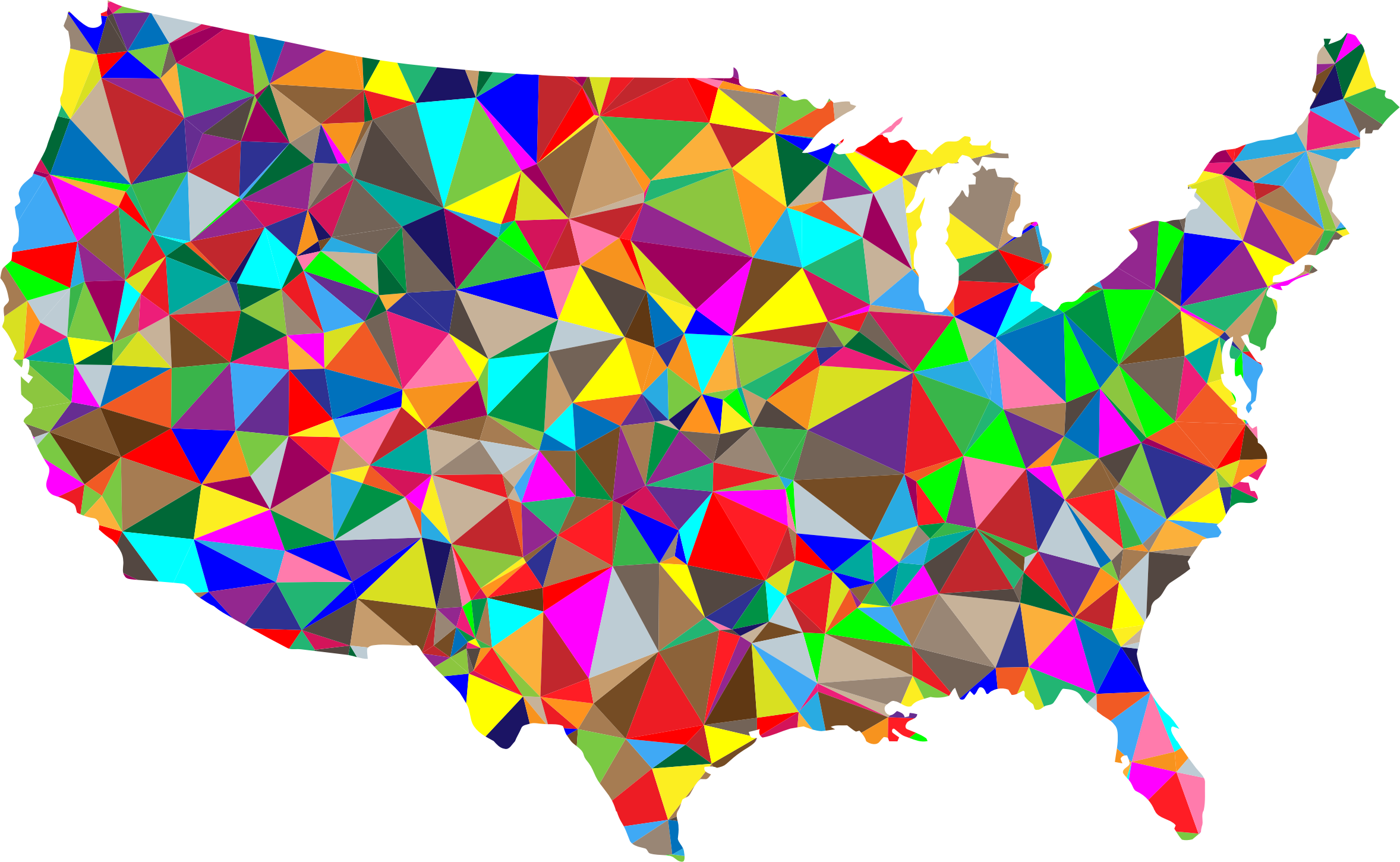 Color mapping. США из треугольников. Растровое изображение из треугольников. Призматический цвет. Лоу Поли карта.
