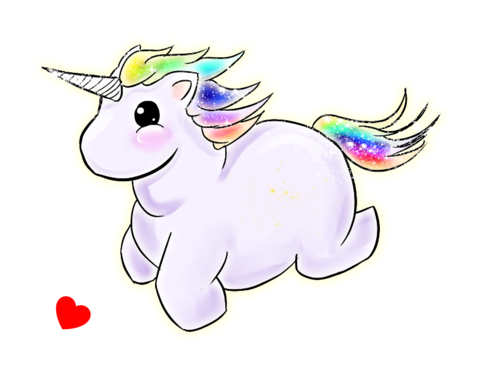 I Love Fat Unicorns - Fat Unicorn Cartoon (500x394)