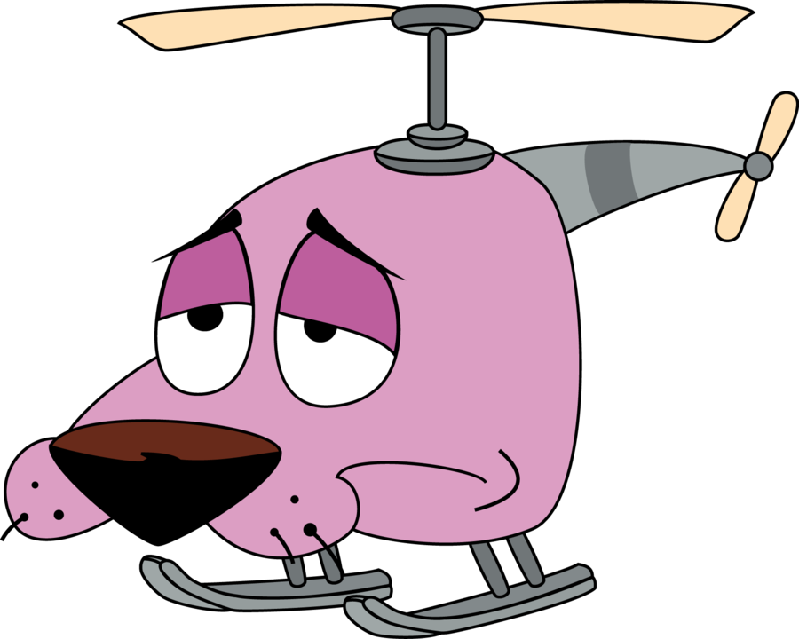 Scared Dog Cartoon - Courage The Cowardly Dog Helicopter (900x720)