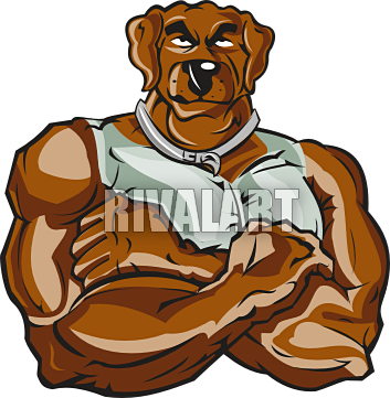 Muscle Dog Clipart - Cartoon Dog With Muscles (353x361)