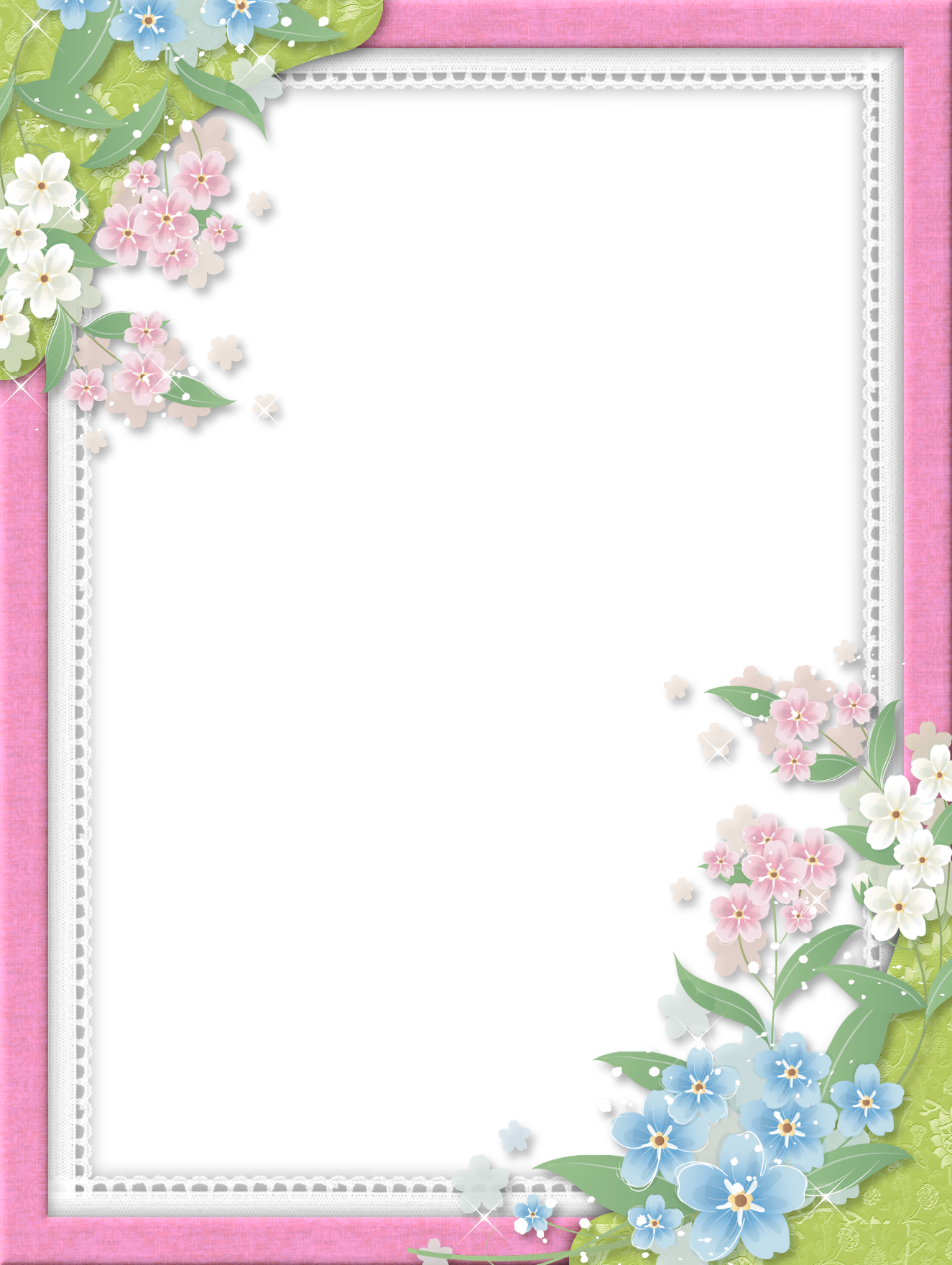 Transparent Flower Borders And Frames - Flower Blank Pages (1325x1760)