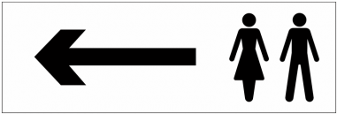 Male And Female Symbol And Arrow Left Washroom Sign - Sign Ladies 100x75 Rigid Plastic (380x380)