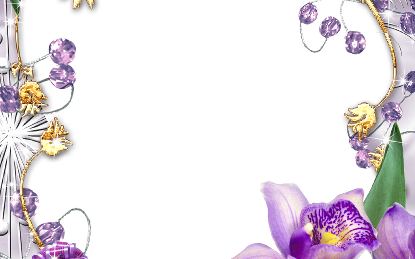 Purple Flower Borders And Frames Purple Flowers Golden - Border Clip Art Purple Floral Frames (1368x855)