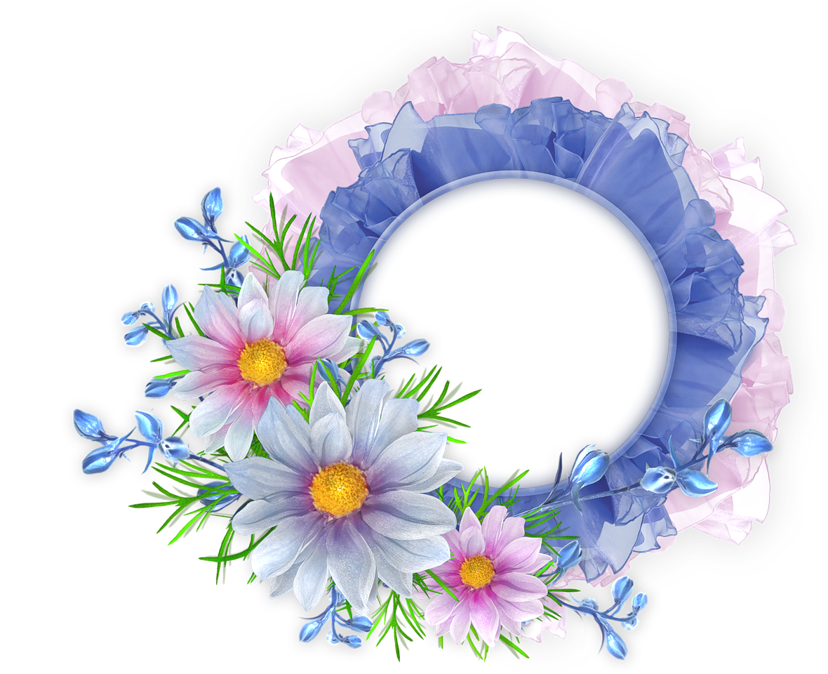 Blue Flower Borders And Frames Download - Round Flower Frame Png (1280x1035)