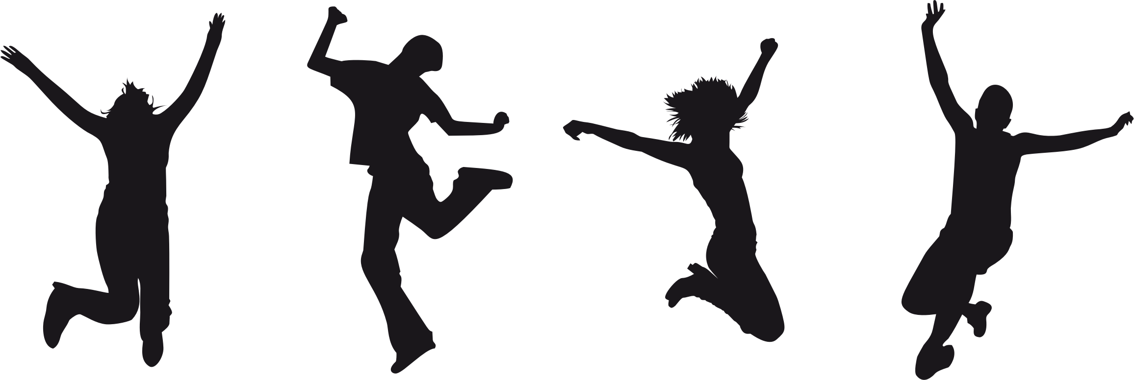 Jumping Silhouette 4 - Jumping For Joy Clipart (2312x776)