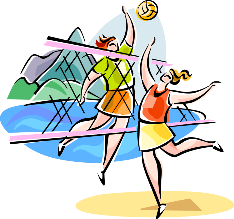 Vector Illustration Of Brazilian Beach Volleyball Sport - Beach Volleyball Game Clipart (749x700)