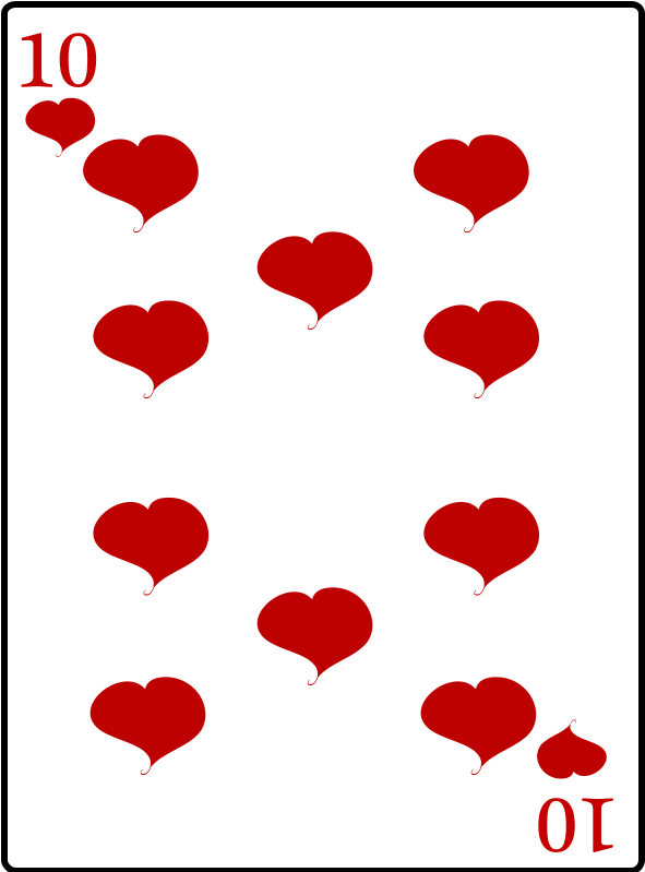 Free Playing Pipes Free 10 Of Hearts - Clip Art (800x800)