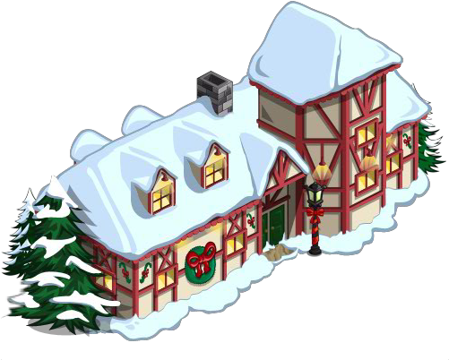 Snowed In House, Snowy Mansion, Snowy Stone Cottage - House (500x413)