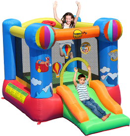 Hot Air Balloon Slide And Hoop Bouncer - Happy Hop Balloon (400x300)