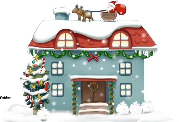 Tubes Noel / Décos, Ornements, Cloches - Casa De Santa Claus Png (600x423)