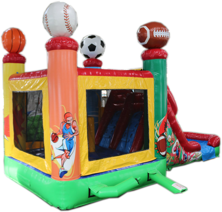 28′ All Star Sport Bounce House Wet Or Dry Slide Combo - Inflatable Castle (754x722)