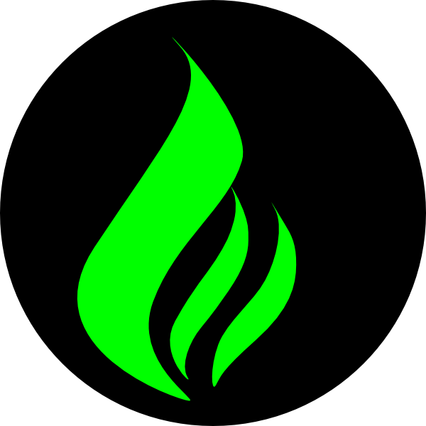 Green Flame Black Clip Art At Clker - Green Flame Logo Png (600x600)