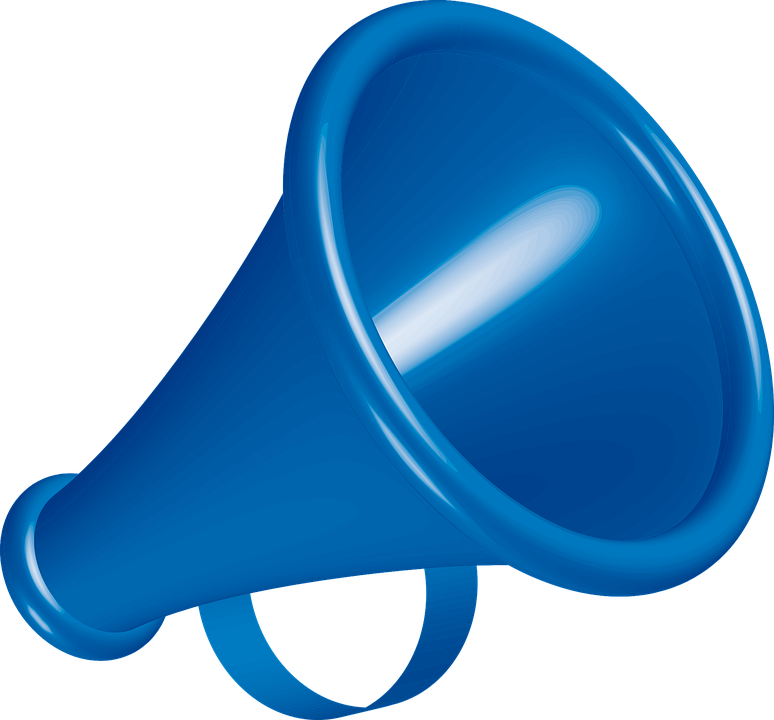 Megaphone Blue Instrument Sound Amplify In - Blue Megaphone (640x595)