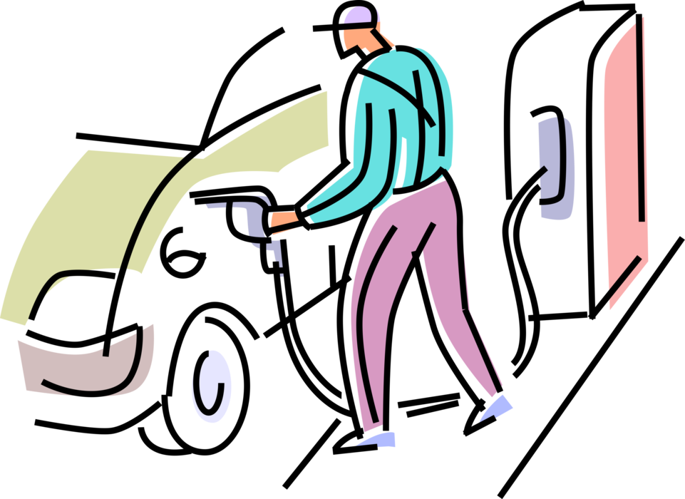 Vector Illustration Of Gas Station Attendant Fills - Vector Illustration Of Gas Station Attendant Fills (961x700)