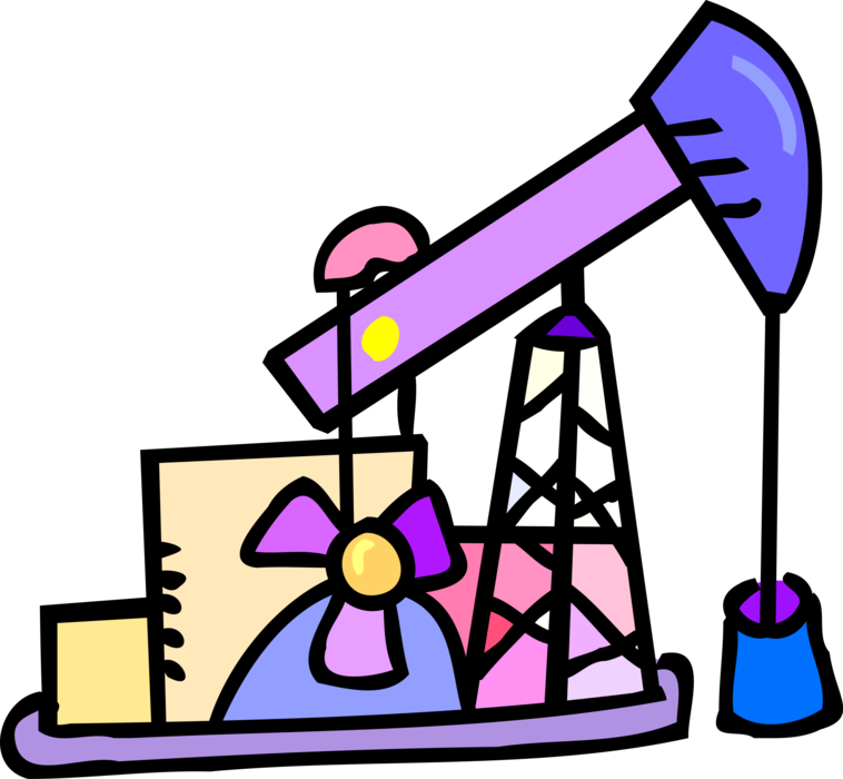 Vector Illustration Of Petroleum Industry Oil Well - Oil Well (758x700)