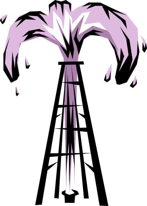 Vector Illustration Of Fossil Fuel Petroleum Indistry - Oil Gusher Gif (500x700)