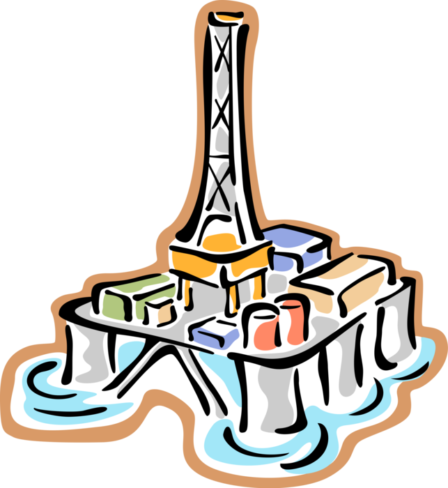 Vector Illustration Of Offshore Petroleum Fossil Fuel - Vector Illustration Of Offshore Petroleum Fossil Fuel (643x700)