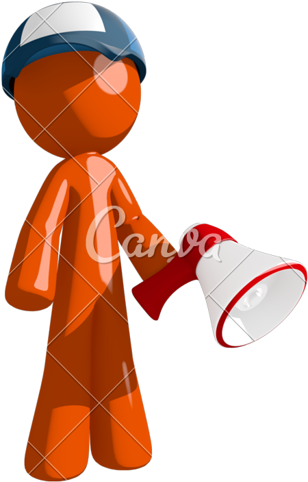 Orange Man Postal Mail Worker Holding Megaphone And - Cartoon (554x800)