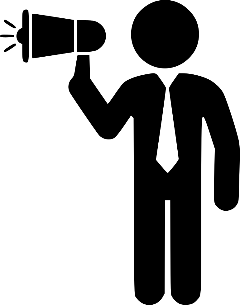 Communication Man Executive Speach Megaphone Comments - Megaphone Icon Png (770x980)