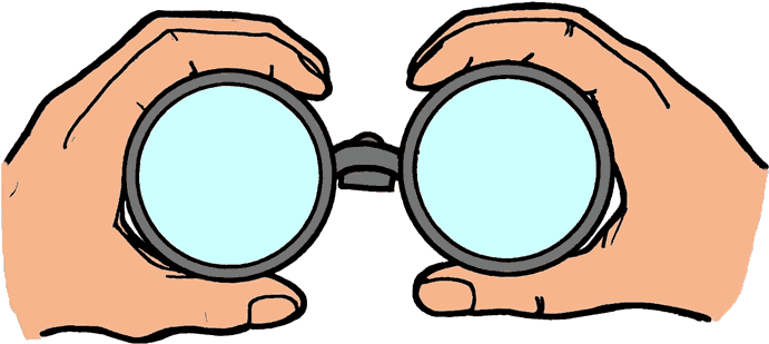 Prospecting - Looking Through Binoculars Clipart (700x337)