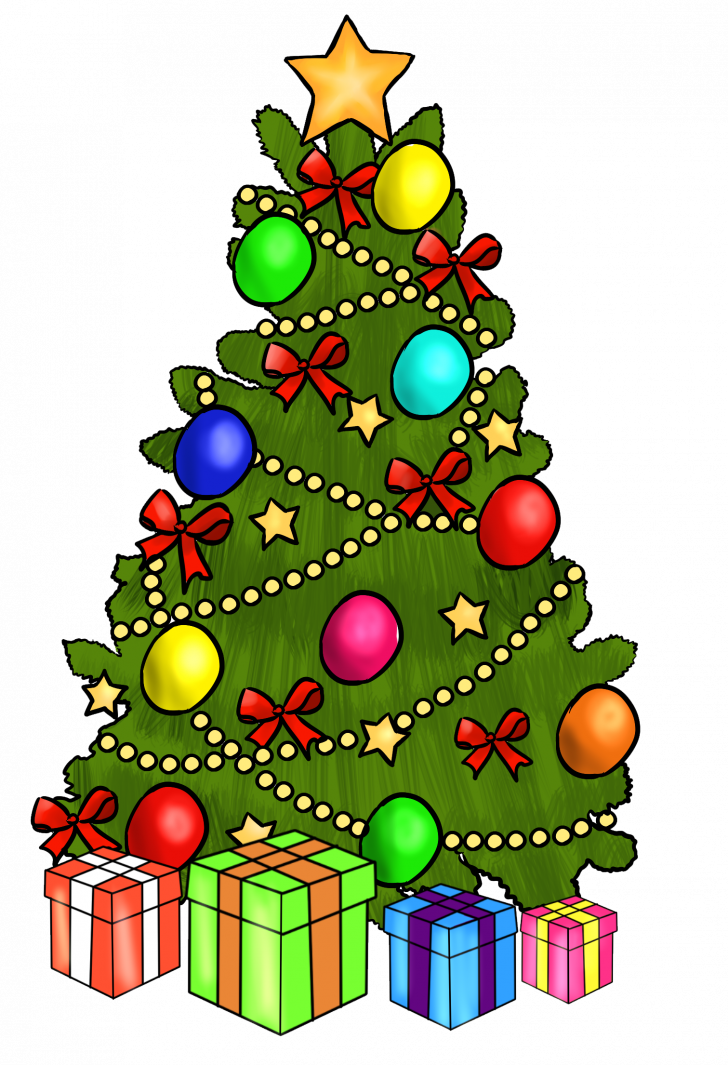 Christmas ~ Merry Christmas And Happy New Year Clipart - Christmas Tree Clip Art With Presents (728x1065)