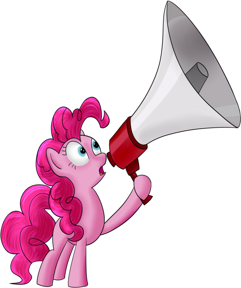 Dragonfoorm, Megaphone, Pinkie Pie, Safe, Simple Background, - Cartoon (1024x1024)