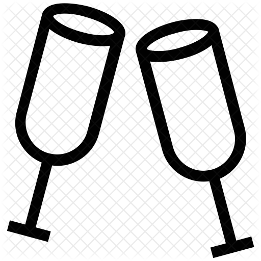 Cheers Icon - Cartoon Toasting Champagne Glasses (512x512)