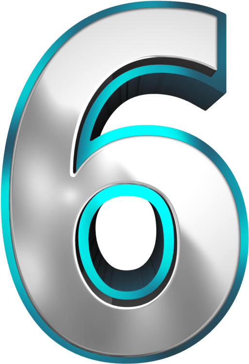 Metallic And Blue Number Six Png Clipart Image - Metallic And Blue Number Three Png 2 (613x801)