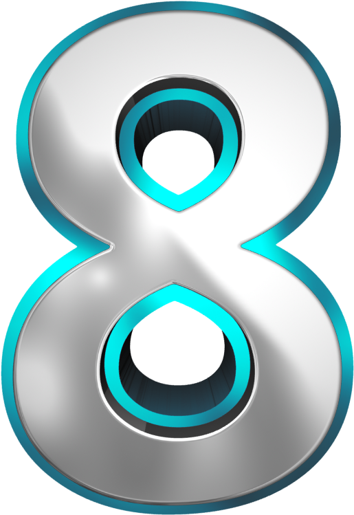 Metallic And Blue Number Eight Png Clipart Image - Eight Clipart Png (571x809)
