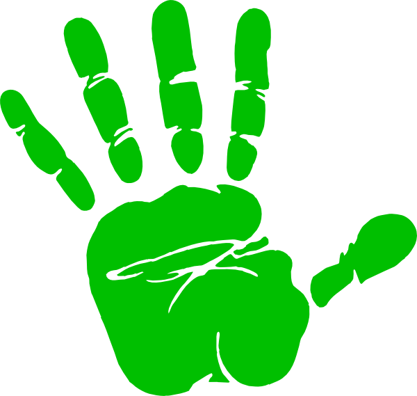 Green Hand Print - High Five Hand Png (600x569)