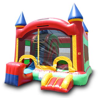 The Inflatable Castle Combo Includes A Slide, Basketball - Inflatable (370x330)