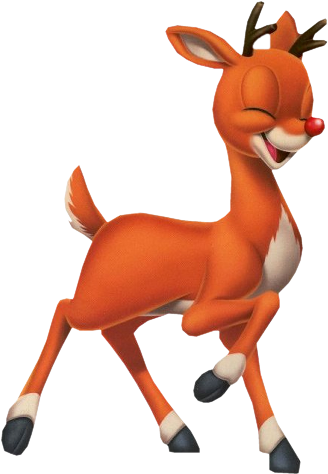 Cartoon Rudolph Xmas Clip Art Images On A Transparent - Renne Au Nez Rouge Png (400x400)