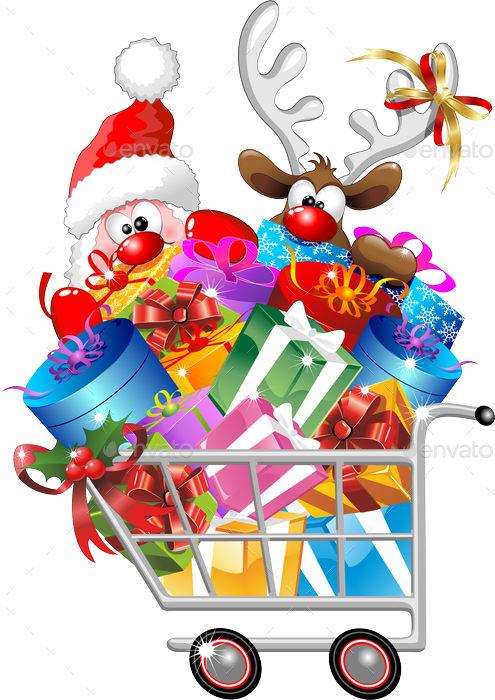 Reindeer On Shopping Cart Png Preview Santa Cartoon - Funny Christmas Reindeer Cartoon Sticker (495x700)