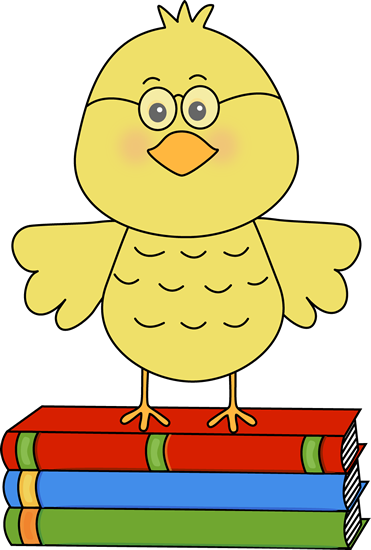 Bird And Books - Bird With Book Clipart (371x550)