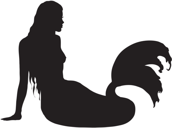 Free Mermaid Clipart - Silhouette (600x443)