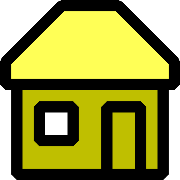 Yellow Home Clip Art - Black And White House (600x600)