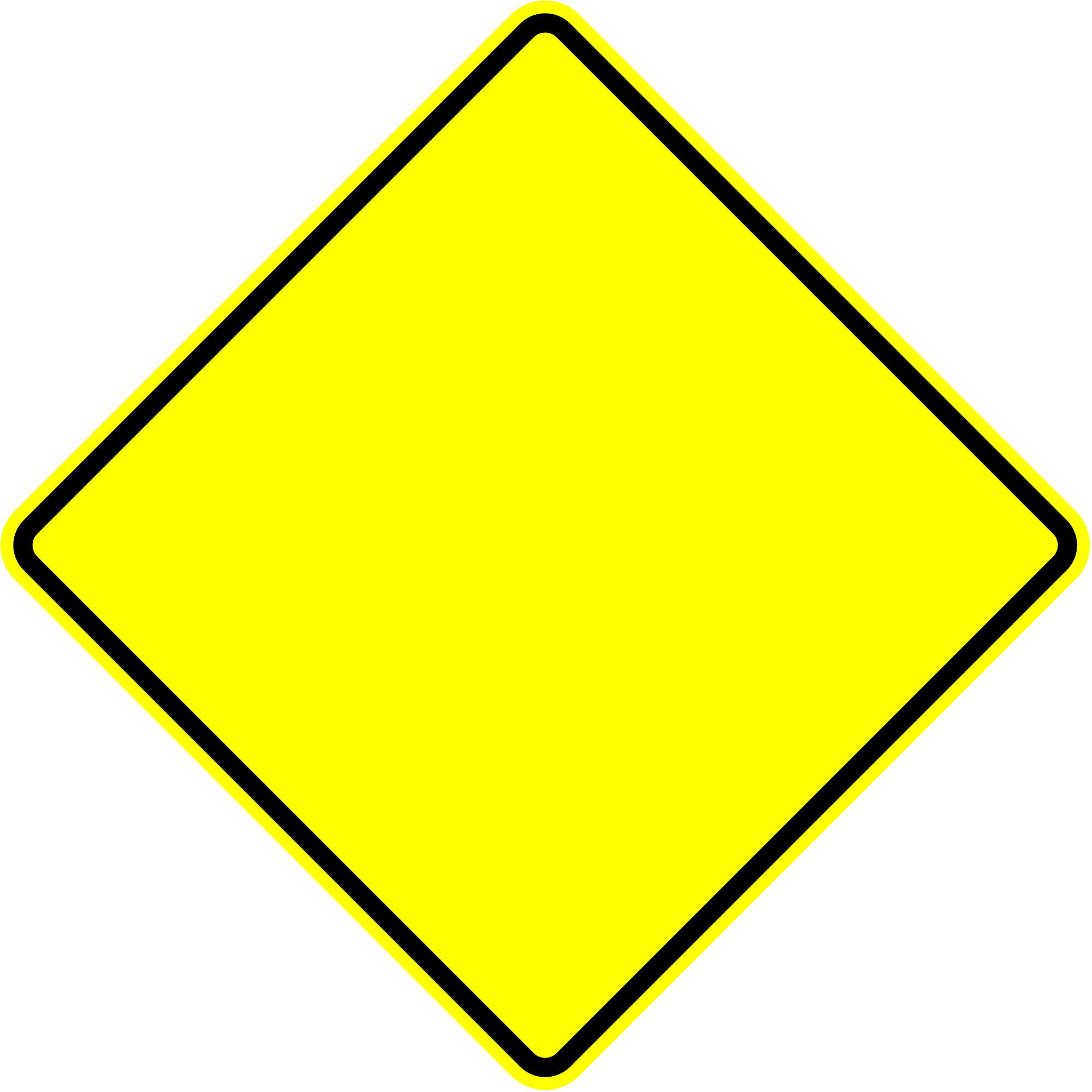 Warning Sign Transparent Pictures To Pin On Pinterest - Blank Yellow Diamond Road Sign (2000x2000)